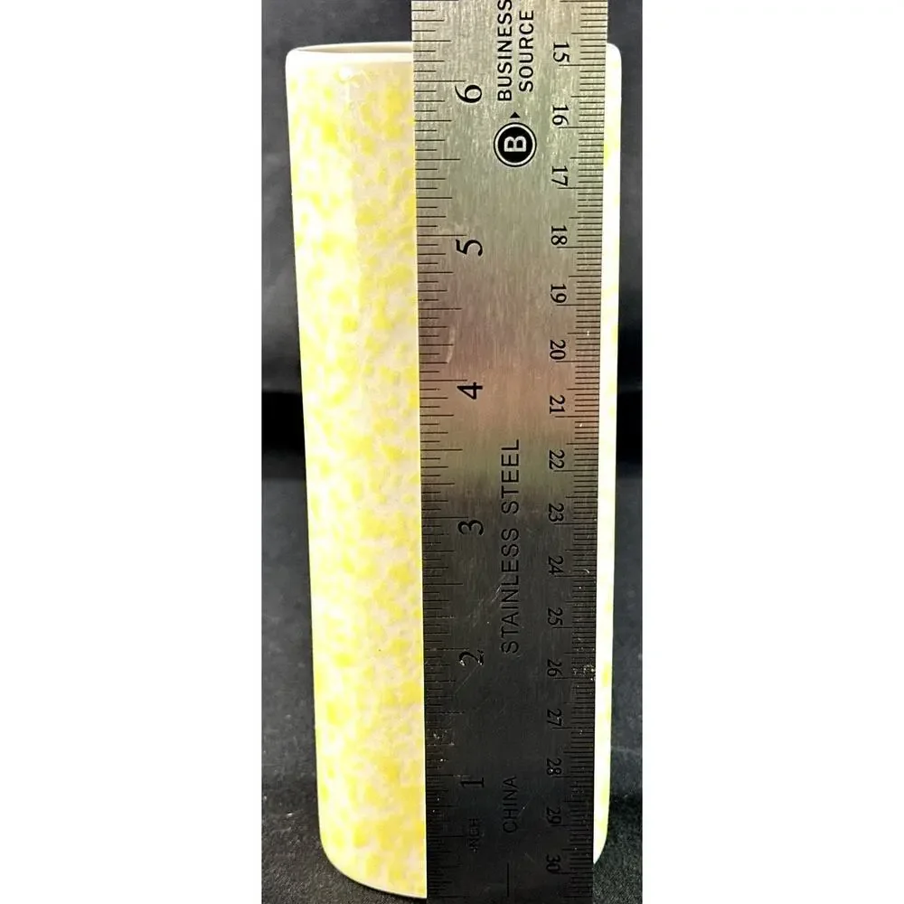 Vintage 1991 FTD Vase Cylinder Shape Speckled Yellow White Bud Vase 6.25” Tall